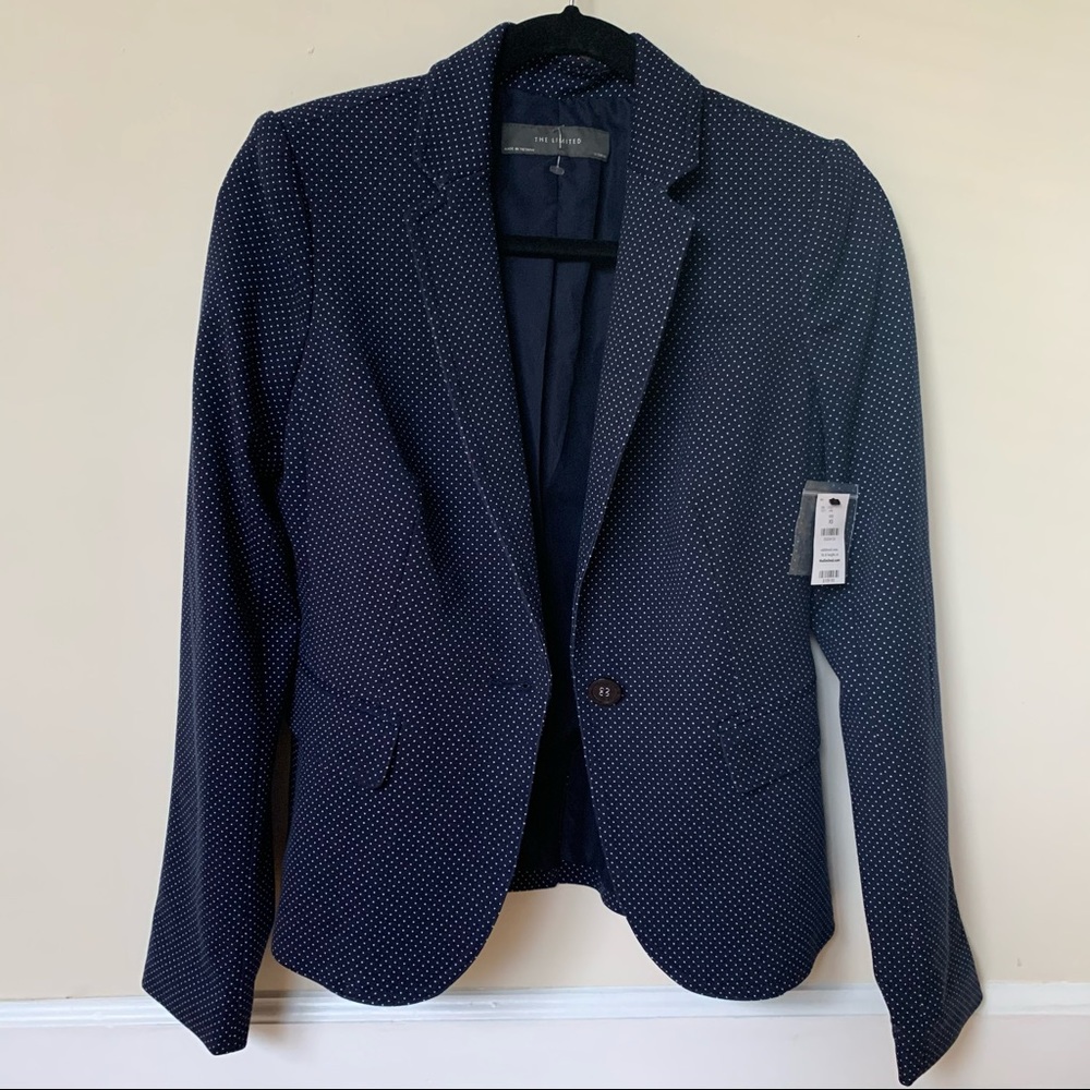 NWT The Limited Navy Polka Dot Blazer Size XS